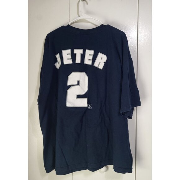 Dynasty 2XL MLB New York Yankees Derek Jeter #2 Navy T Shirt 100% Cotton 2004 - Picture 2 of 11
